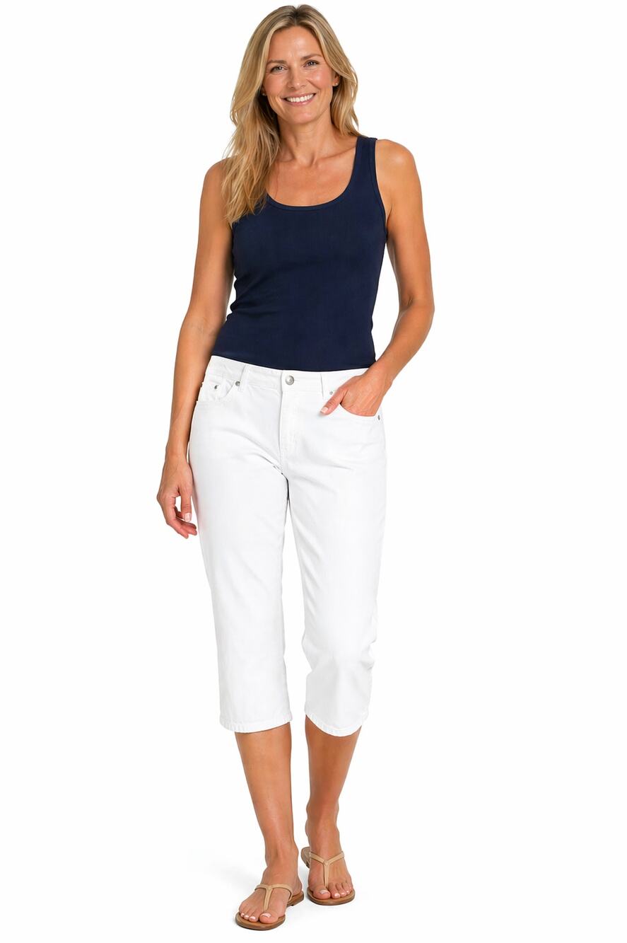 Gloria Vanderbilt Amanda The Perfect Fit White High Rise Capri Crop Jeans Sz 12